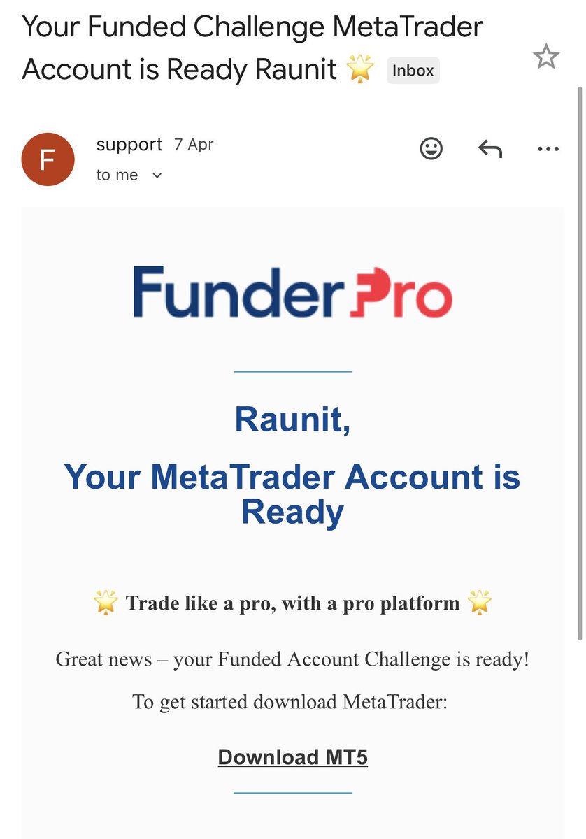 raunitfx's tweet image. Passed phase1 @FunderPro