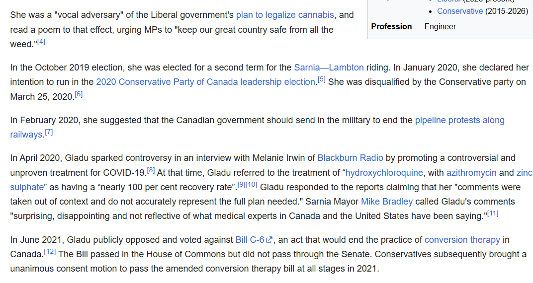 RealAlbanianPat's tweet photo. This MP opposed Marijuana legalization, suggested sending military to end pipeline protests, promoted alternative treatment for COVID-19, voted against bill C-6 and now she is a Liberal MP??? https://t.co/hOLVF7ZWRs
