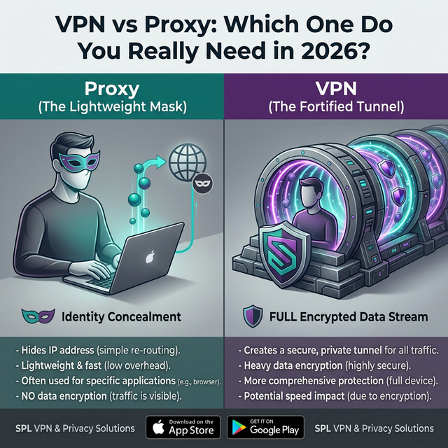 SplVpn's tweet photo. Confused about a VPN vs a Proxy? 

Here's a generalized brief. 

Subscribe to SPL VPN today: https://t.co/RG6BVyF9hT https://t.co/mf3xU98lQb