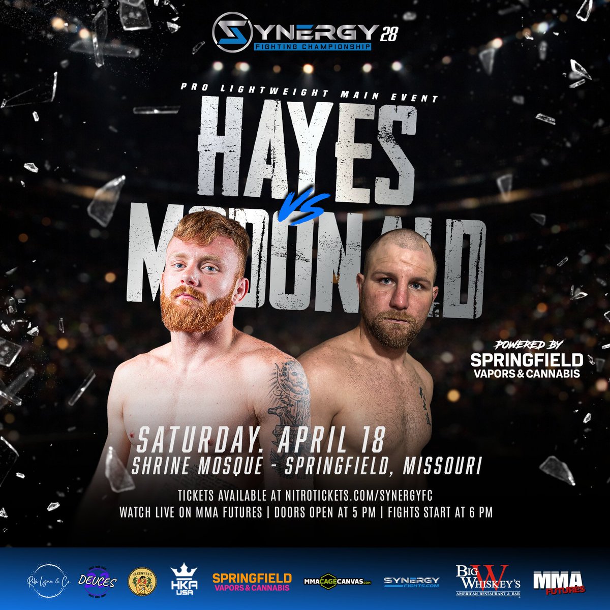 SynergyFights's tweet photo. Ray Hayes is the up and coming prospect! Michael McDonald is a seasoned veteran with experience on his side! Don't miss the Synergy FC 28 Main Event, Powered by Springfield V&amp;C! https://t.co/esdMpmR5YF
