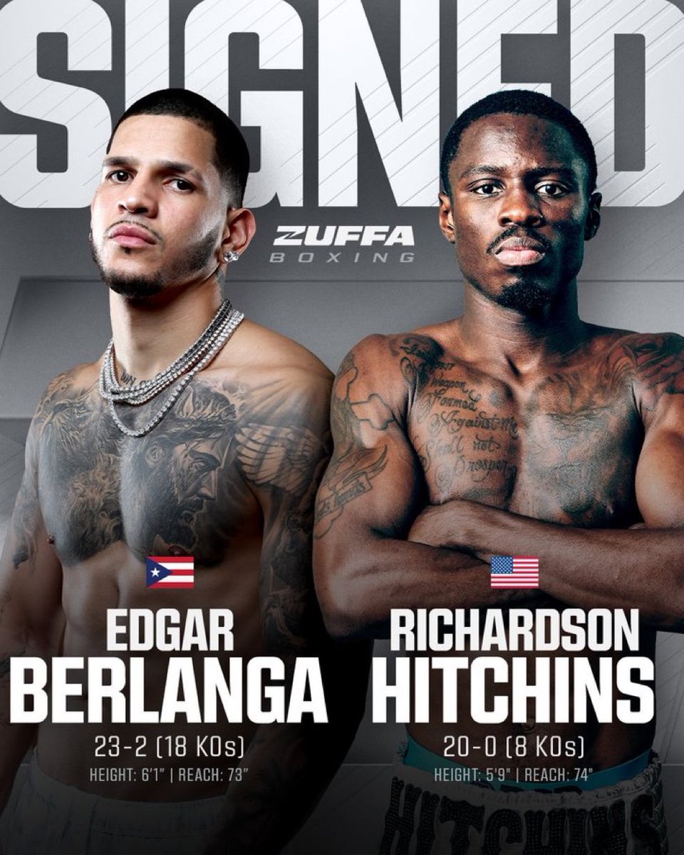 MikeCoppinger's tweet image. Two key signings for Zuffa. Richardson Hitchins currently a titleholder at 140 pounds, though there were already expectations he’d move to 147 after the Duarte situation. And there is no 140 division in Zuffa. And Edgar Berlanga brings name recognition to the fledgling promotion.