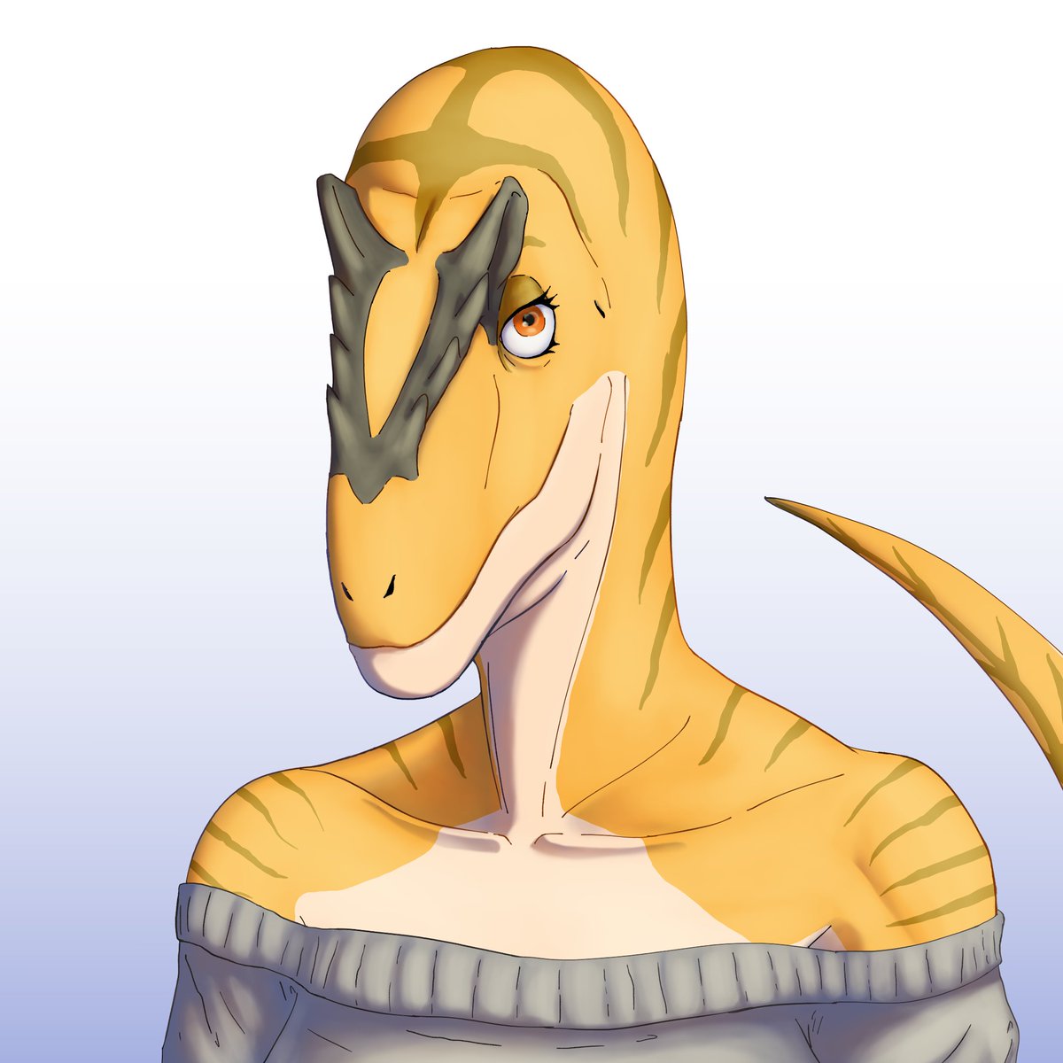 Steel_piercer's tweet image. I hired this Allosaurus to stare at you.
#art #dinosaur #scalie #anthro #drawing