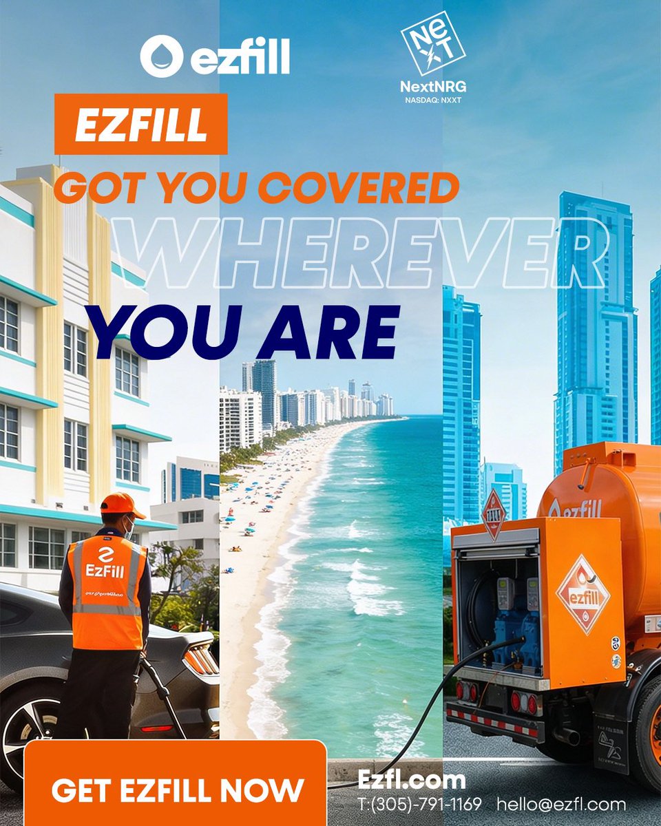 ezfillgas's tweet photo. 🚗⛽️ Busy? Stuck? We got you. EzFill brings fuel to YOU — no lines, no stops, just pure convenience 🙌✨ Fuel smarter, not harder 💡⛽️
👉 Tap in &amp; let EzFill handle the rest $NXXT
#EzFill #FuelDelivery #ConvenienceOnDemand #MiamiLife 🚀 https://t.co/clybeUUUjv