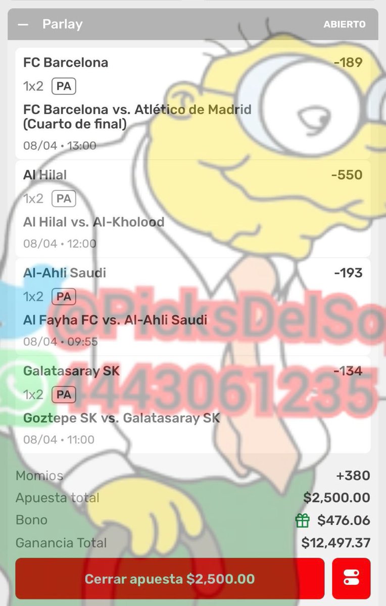 PicksdelSoplon's tweet image. Juegaaa!! Les dejo MAMALEY de mi Koala 🐨 para hoy #Apuestas #Parlay #Champions 
Deja tu like si lo sigues ❤️