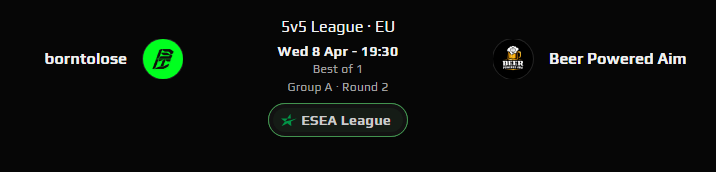 snik1e's tweet photo. let's get back to it then...

ESEA S57: borntolose vs Beer Powered Aim 🙏

in 3 hours time, be there or be don't

#FinallyCastingAgain #WhatTheFlip https://t.co/z4kWmX4kGG