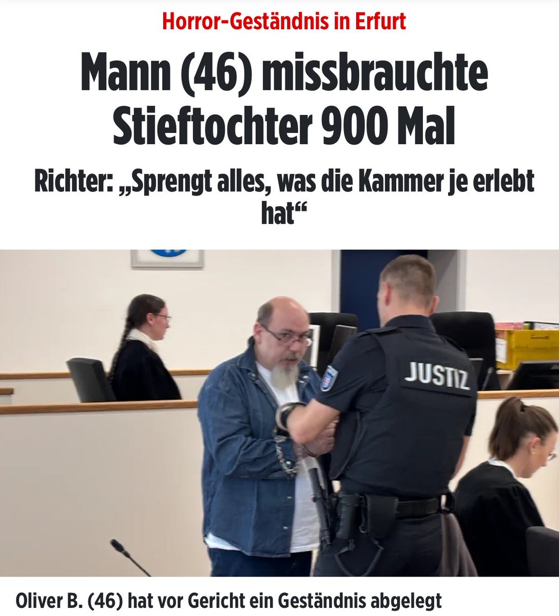 Täter? DEUTSCH🇧🇪🇧🇪🇧🇪

Oliver B. Vergewaltigte seine Stieftochter so oft.

Aber wir wissen ja AuSlännAaa siND sChUlDD 🤡

Die meisten morde und Vergewaltigung passieren durch deutsche. 😎

Komisch AfD macht dazu keinen Post 🥳