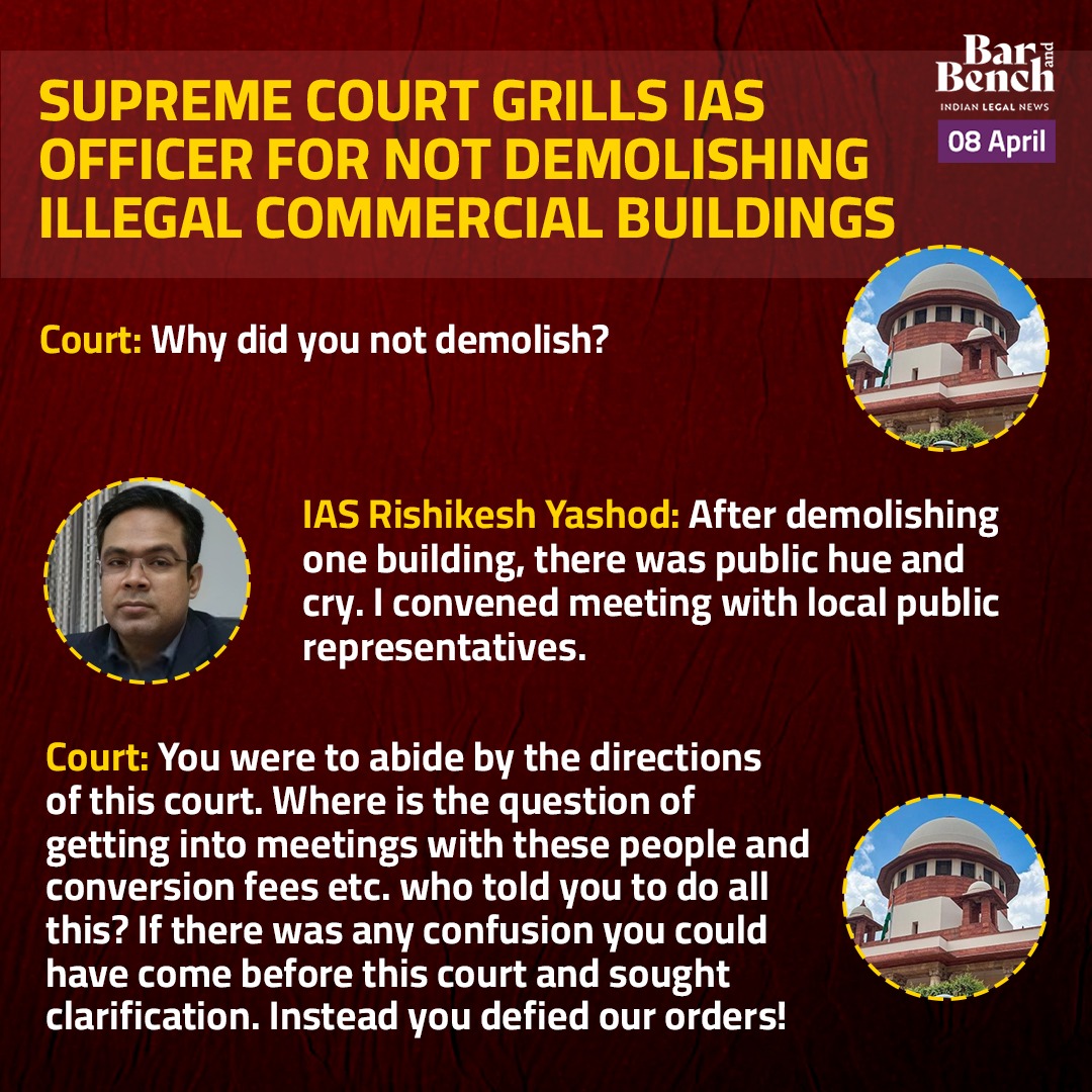 Absolute defiance: Supreme Court slams UP IAS officers for not following court orders on demolition

Read here: barandbench.com/news/absolute-…