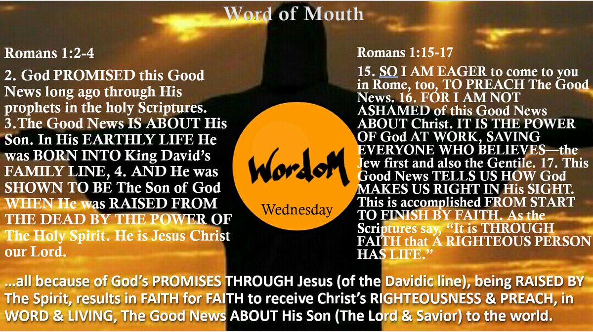 bejackson008's tweet photo. #GodMorning!!!
It's definitely Good News that ALL CAN be GIFTED ETERNAL LIFE &amp; be SEEN AS RIGHT, when everyday we do something wrong (sin) that may happen in trying to LIVE RIGHT &amp; won't receive the death that wrong requires! And it's...

#AllAboutJesus #PreachTheGospel https://t.co/pv2QuqfW9t