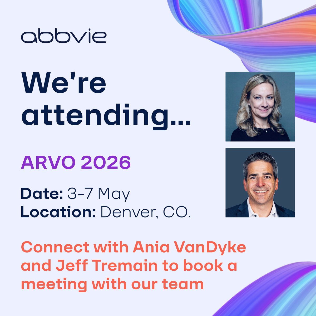 We are at ARVO 2026 next month!

Connect with Ania VanDyke, our Associate Director, Business Development, and Jeff Tremain, our Director of Marketing and Business Development.

Book a meeting: hubs.li/Q04b0z0N0