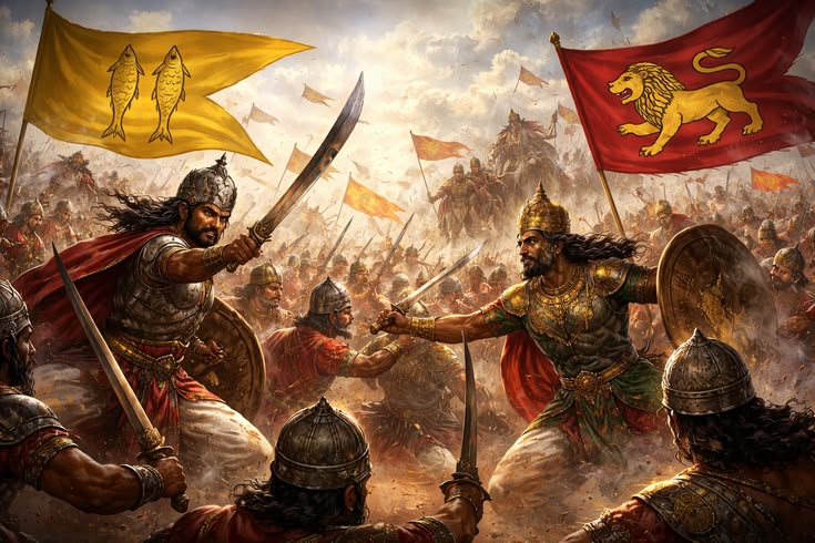 Kochadaiyan22's tweet photo. #Tamil Kings at War: #Pallava vs #Pandya 🔥
#Nandivarman lII and #SrimaraSrivallabha led fierce Tamil wars for supremacy. At Anur and Kudamukku, the Pandyas claimed victory, while the Pallavas triumphed at Tellaru and Arichil.
⚔️ Each battle showed the strength of #Tamilkings 💥 https://t.co/94LDbPCQ4s