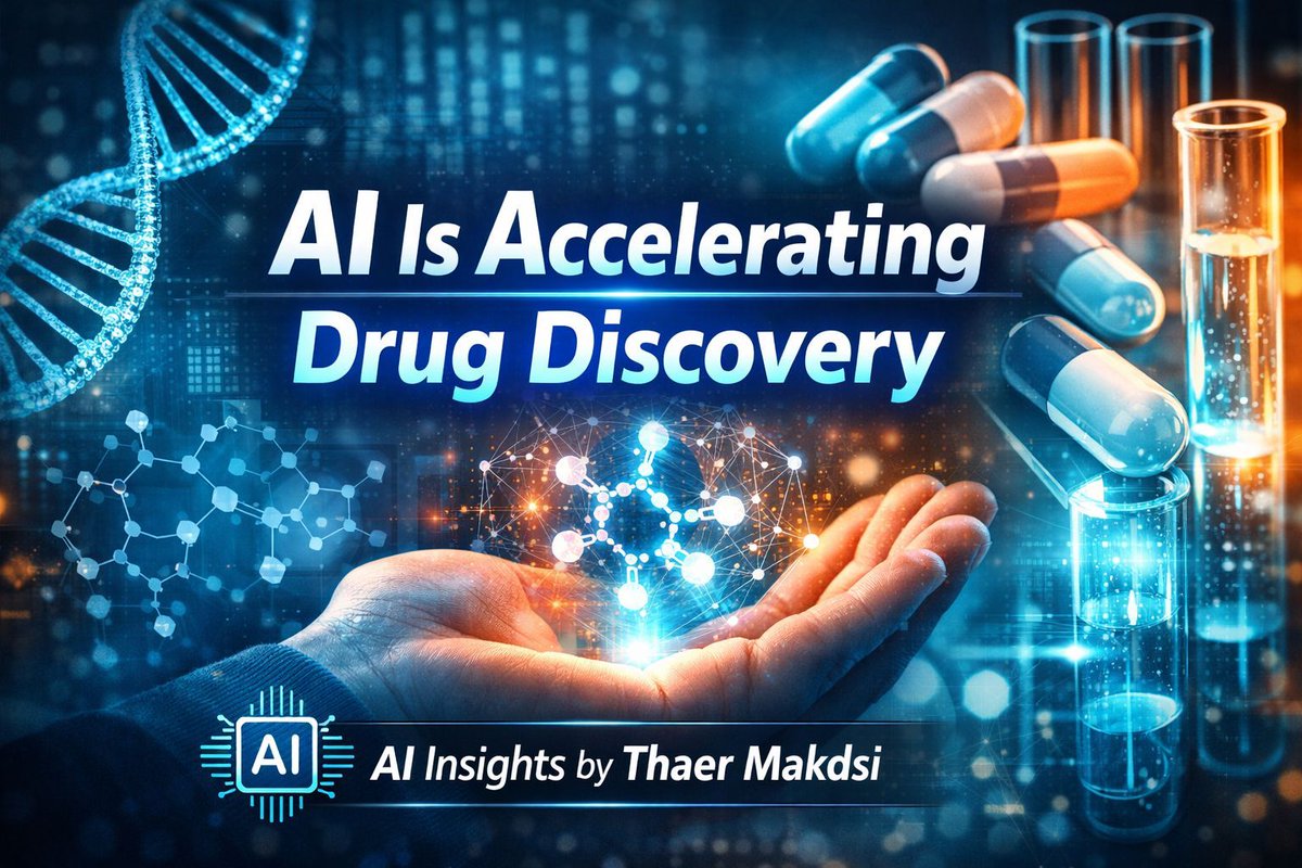 telnex's tweet photo. Turning 50 changed how I see time. 

In healthcare, time saves lives. 
AI is cutting drug discovery from 10–15 years to months by mapping proteins and simulating millions of compounds. 

Faster data, faster trials, faster cures. 🔬 
#AI #Healthcare #ThaerMakdsi https://t.co/S3QQhIIf9s
