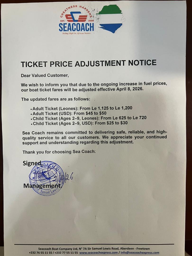 VisitSL's tweet photo. Alert!🚨
Sea coach fares have officially increased. Passengers are advised to stay informed on the official fare changes.
Thank you .
#VSLTourismUpdates #SeaCoach #PriceAdjustment https://t.co/M0Lhn2cPMw