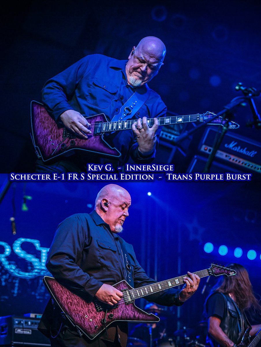 InnerSiege's tweet photo. Shout out to Schecter Guitars !  The E-1 Special Edition and the Sun Valley Super Shredder performed flawlessly and look so cool ! @SchecterGuitars https://t.co/UEle4Evc9Z