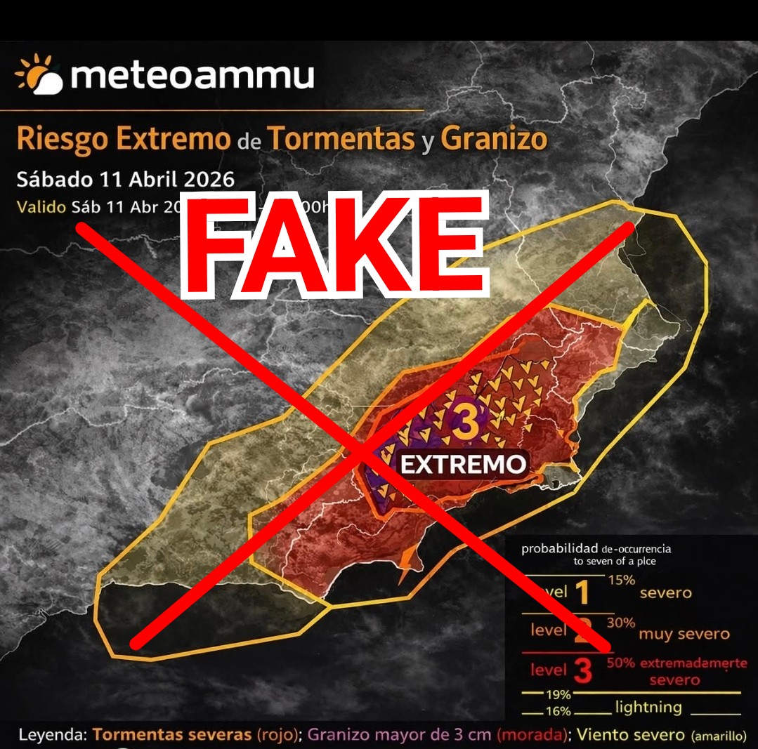Me dicen que se está reenviando esta imagen por WhatsApps en la zona de la Región de Murcia. 

Ni caso , es una publicación hecha sin criterio meteorológico basándose en salidas deterministas a plazos enormes para dar ese detalle predictivo en cuanto a la mesoescala. 

Estas