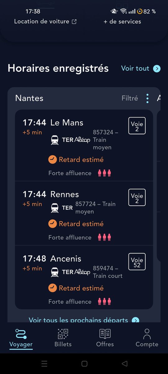 Lalinette44's tweet photo. @TERPays2LaLoire les trains pour Rennes et Le Mans de #17h44 sont encore en retard... 5 jours d'affilés 🥹🥹. Vous proposez un petit jeu en attendant ? https://t.co/aSTgRvoixA