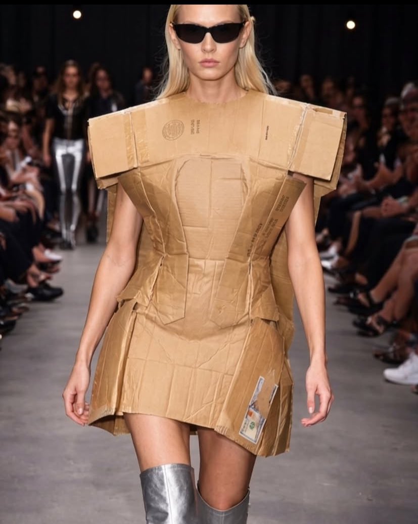 tiphe_j's tweet photo. Balenciaga has just dropped an $8,900 shipping box dress. Would you buy it? Yay or nay? https://t.co/xuP4NTE05q
