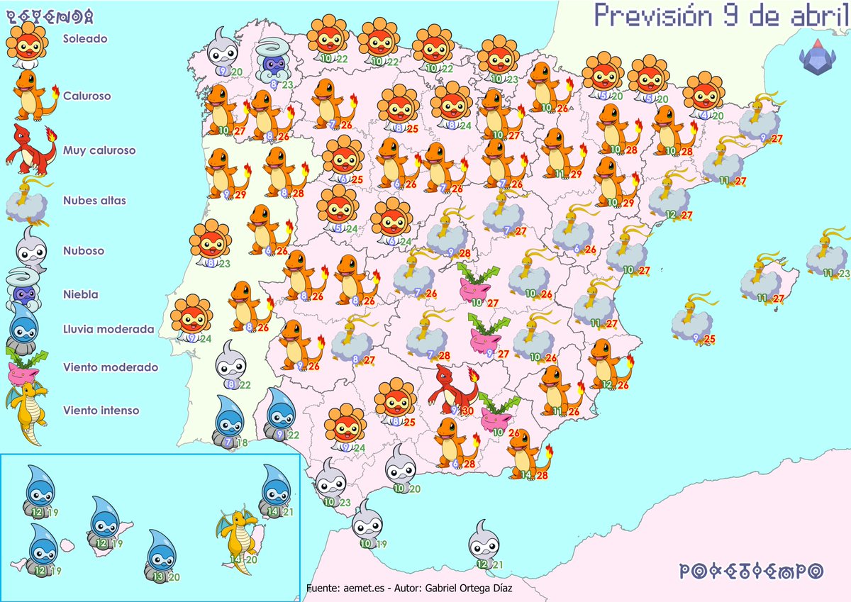 🔥Se va la borrasca hacia Canarias dejando paso de nuevo al aire cálido. Las temperaturas subirán en casi toda la península por encima de 25ºC.
🌧️La lluvia, por tanto, aparecerá en el archipiélago canario y en el extremo suroeste de la península.