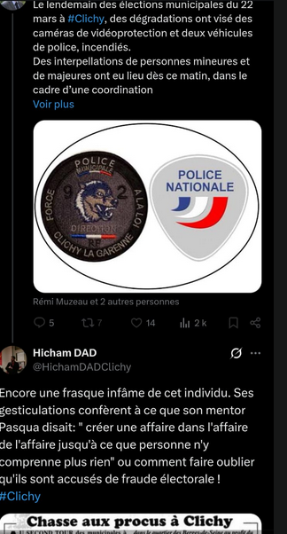HichamDADClichy's tweet photo. A #Clichy la droite-extreme locale est toujours prompte à faire face à la contradiction...  (non) Il lancent des insinuations plus que douteuses et s'étonnent qu'elles suscitent l'indignation des citoyens. Pour rappel ces gens sont accusés d'avoir triché au #municipales26 https://t.co/LuTlVg85Tv