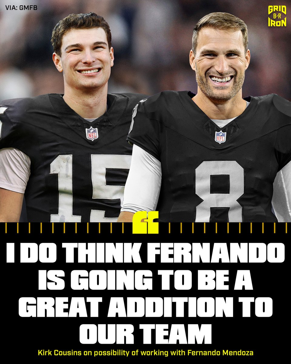 brgridiron's tweet image. Kirk Cousins when asked about possibly getting to work with Fernando Mendoza 👀