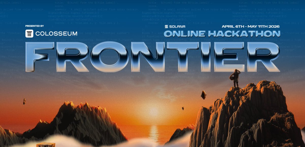 🚨 Solana's Frontier Hackathon has just begun

- $2.5M in funding
- Up to 10 startups accepted
- Ends: May 11, 2026

You only get these chances on Solana.

Excited to see all those new projects.

Let the building begin!