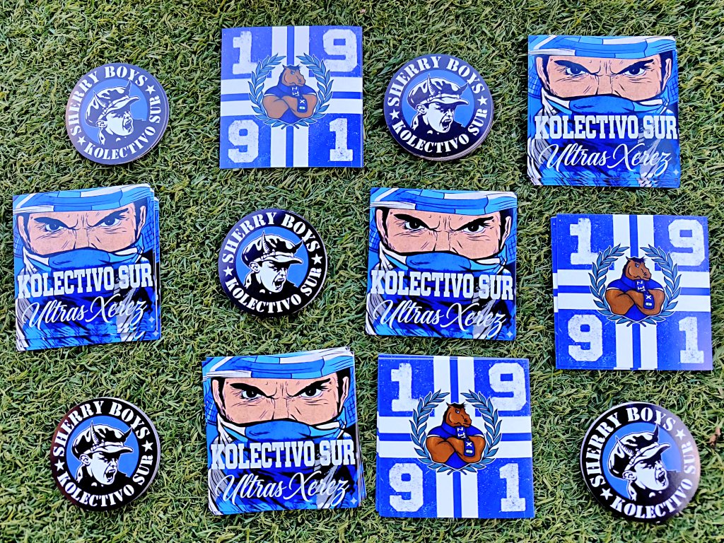 KolectivoSur91's tweet photo. Nuevos packs de pegatinas por 2€. Este domingo en la previa, partido o haz tu pedido online al correo: kolectivosur@gmail.com https://t.co/PMbmCA1XQf