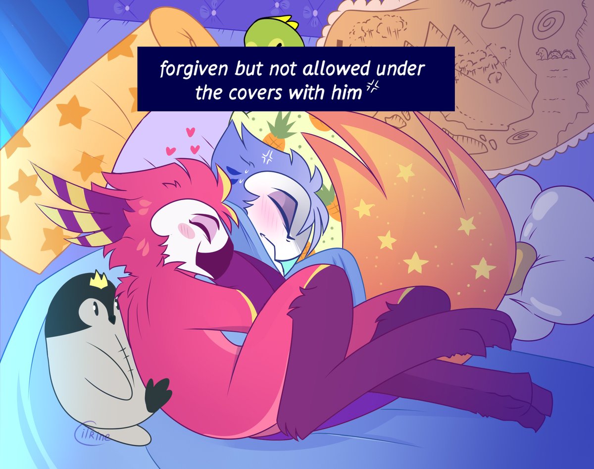 Citrine90's tweet image. A gift for @caitsoprano ☺️🧡
Andrealphus is learning to express his feelings but his boyfriend is Vassago😔
#Icyago #Andrealphus #Vassago