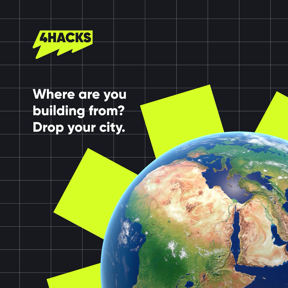 4Hacks_io's tweet photo. 4Hacks is open and builders are joining from everywhere.
Where are YOU building from?
Drop your city + flag below 🌍
Let's map the 4Hacks community.
#Community #4Hacks #Builders #GlobalWeb3 https://t.co/MD3iuMDhAt