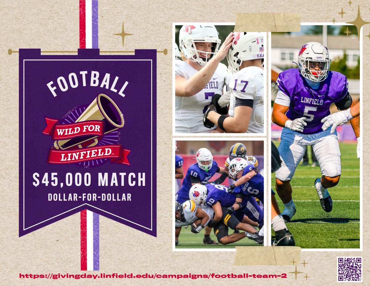 JettSearle1's tweet photo. Giving day is here. Please show your support to the CATDOME and help our program continue our tradition of winning! Any and all contributions are greatly appreciated and will go a long way in helping support our team.  

LINFIELD... WILDCATS... FAMILY!! 🟣🔴 https://t.co/lX4yDq306X