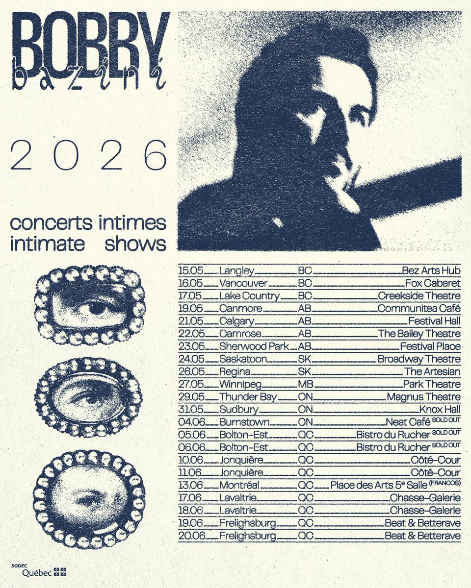 bobbybazini's tweet photo. En tournée intime un peu partout ce printemps! Petit interlude à travers ces années à tourner en full band, je vous raconterai et vous jouerai le nouveau matériel et le vieux, aussi, en douceur et en simplicité. 

https://t.co/wQ2qrfcs99🪉

Poster by @_tuumba https://t.co/GhdbntmQmQ