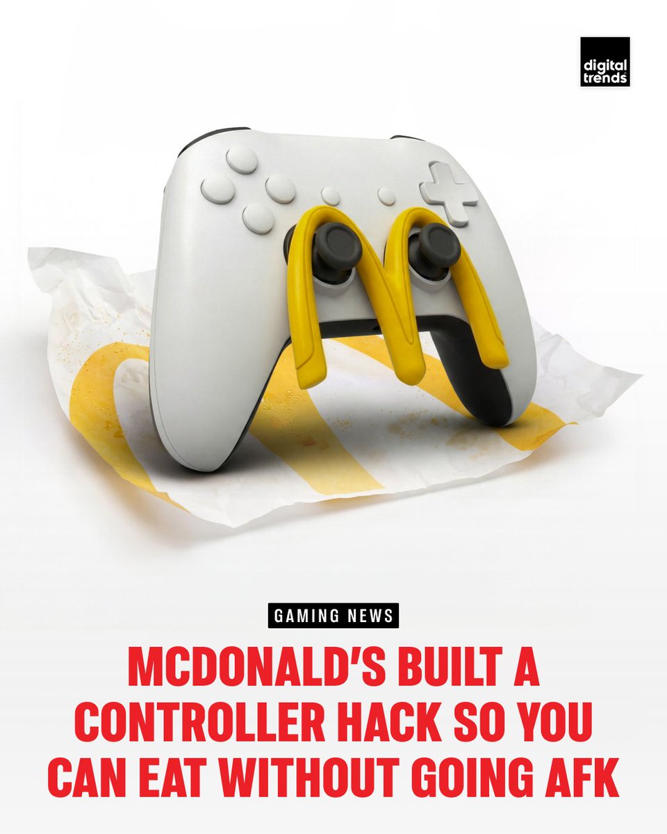 DigitalTrends's tweet image. The McDonald’s Archie keeps your character moving while you eat, using a simple controller hack inspired by the Golden Arches.

#gaming #technology #technews