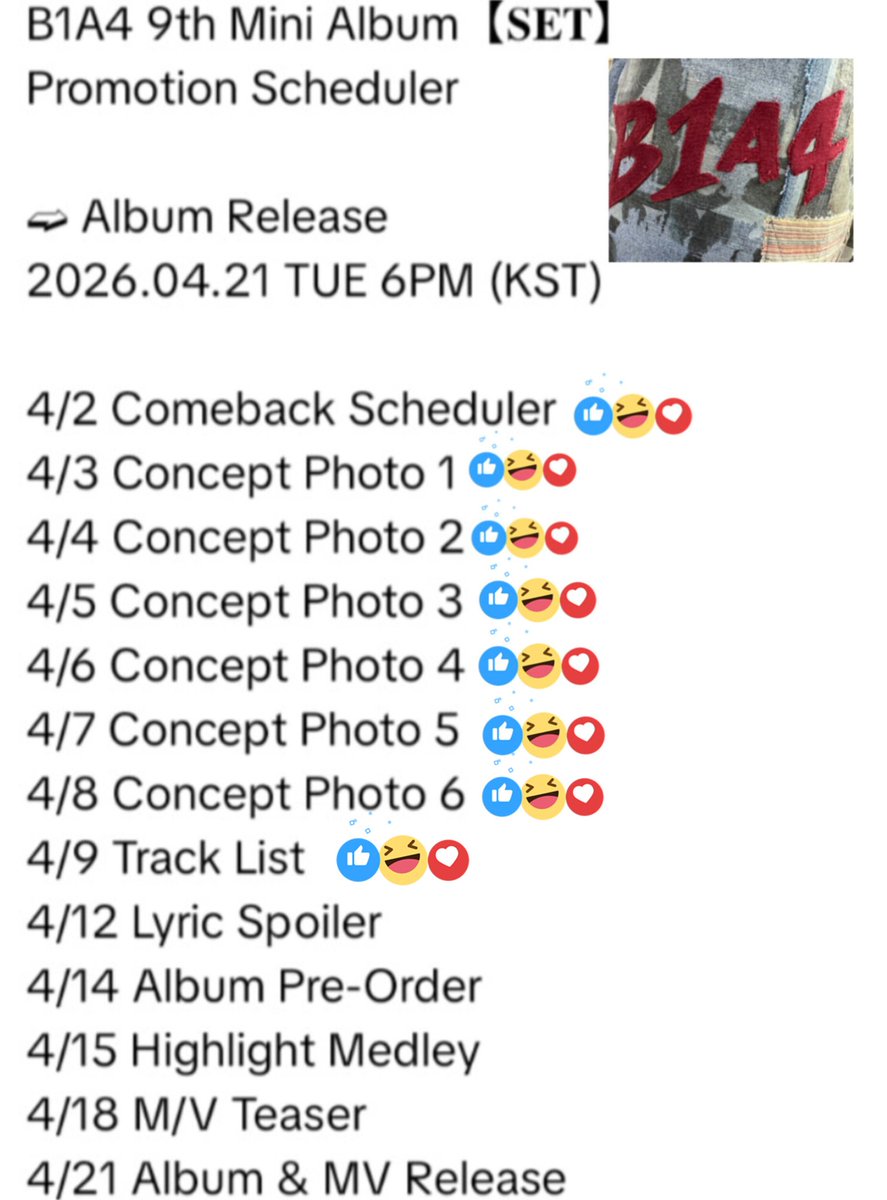 CNU0616Metoo's tweet photo. B1A4💙🧡🩷
９th Mini Album【𝐒𝐄𝐓】
 Album Release
2026.04.21 TUE 6PM (KST)
#B1A4 #비원에이포 
#B1A4_9TH_MINI_ALBUM_SET
#신우 #산들 #공찬
💚
#TrackLists https://t.co/95ewXQj3sq