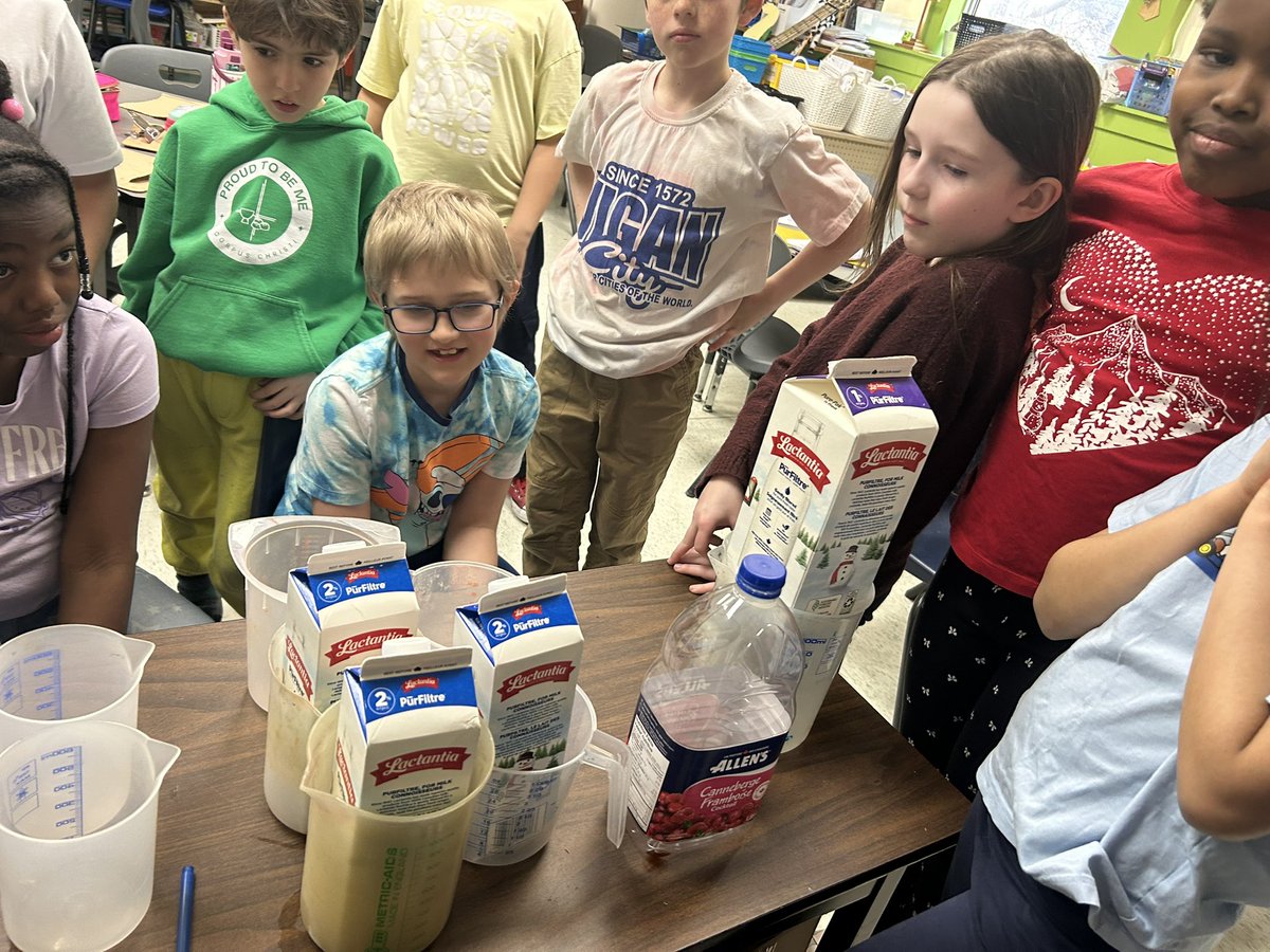 MsKeyota's tweet photo. Using milk and various containers to build our benchmark knowledge about capacity. @OttCatholicSB @CorpusOCSB #Ocsbmath #problemsolving #estimating #benchmarks #metricsystem https://t.co/oXP1sECPp6
