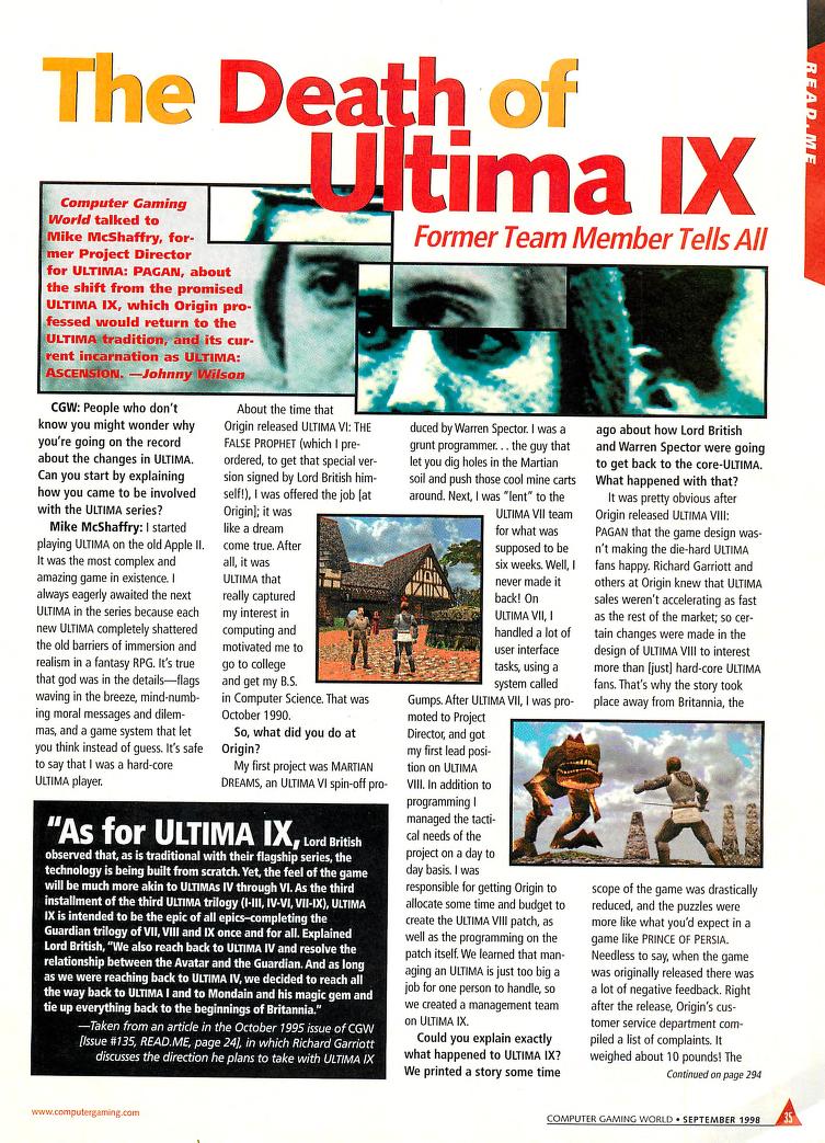 Shard01464880's tweet photo. Love this article from Computer Gaming World 170 about the changes to Ultima 9 @majuular https://t.co/K7fs4PXRuK