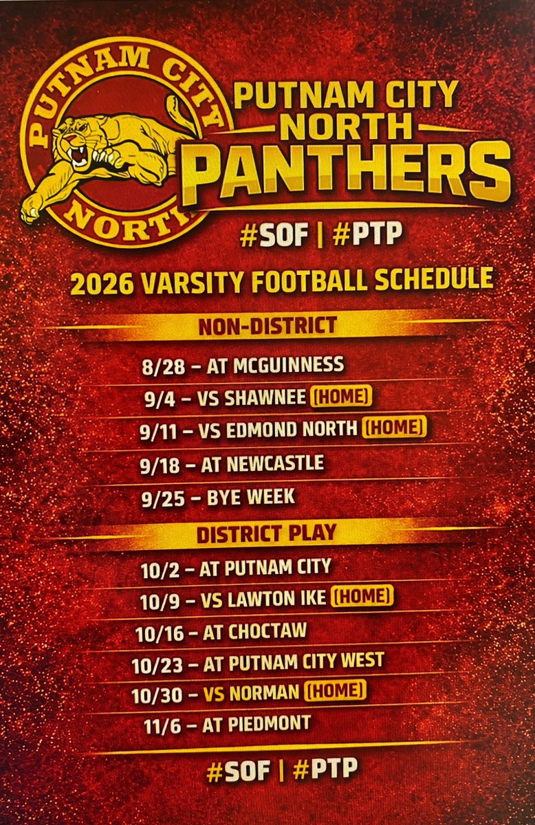 pcn_football's tweet photo. 🐾🏈 2026 Football Schedule @recruitpcnorth https://t.co/pAr1MTQxN2