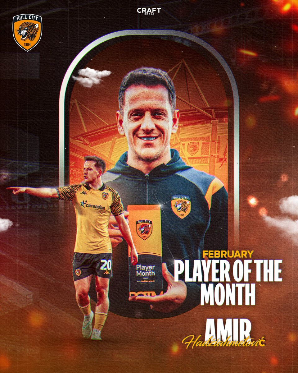 CraftMedia_co's tweet photo. Amir Hadžiahmetović has been voted as your February Player of the Month! 🏆
A well-deserved award after a strong and impressive month on the pitch. 

Congratulations, Amir 🇧🇦🐅

#AmirHadziahmetovic #HullCity #Bosnia #CraftYourJourney https://t.co/4aoYR7Bwir