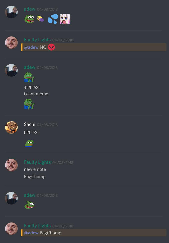 knowyourmeme's tweet image. On this day 8 years ago, in a conversation on Discord, user 'adew' posted the first known usage of the Pepega emote.