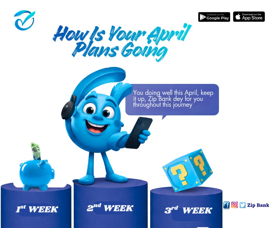 Zipbank__'s tweet image. How is your April plans goal?
#zipbank #bankingwithoutboundaries #mobilebanking