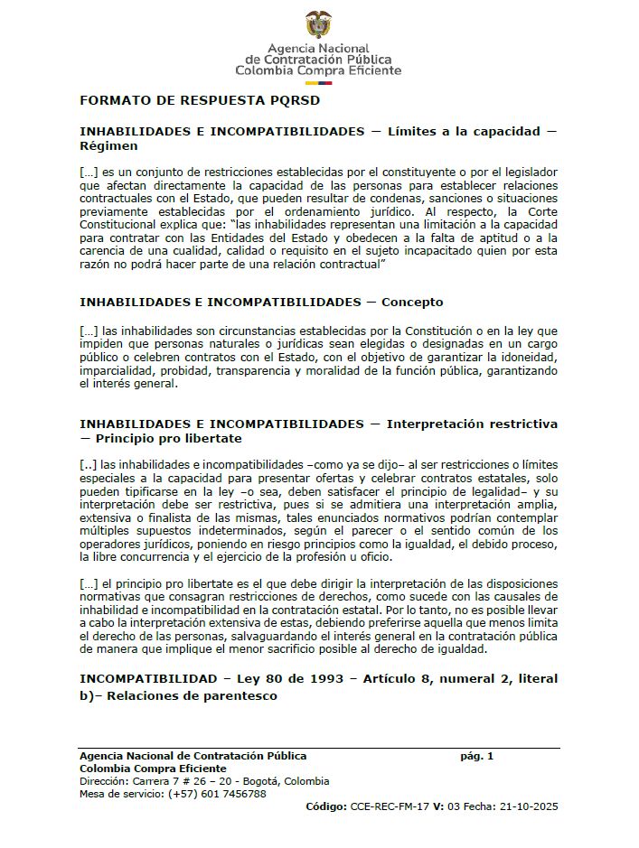 comprapublica_'s tweet photo. 🧑‍🤝‍🧑¿Existe inhabilidad que impida que personas con parentesco celebren contratos de prestación de servicios en una misma Entidad y durante el mismo periodo de ejecución?

Colombia Compra confirma que no existe impedimento alguno

Descarga aquí👇
https://t.co/GWlXFLhA4Z https://t.co/0d4t8gjnxq