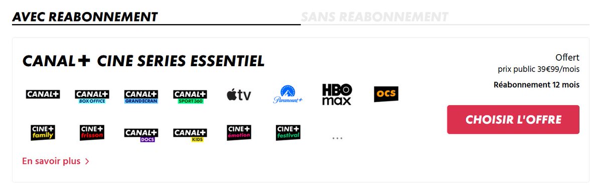 GThomassin's tweet photo. Bonjour @InfoAbonneCanal 
Mon espace client m'annonce que Ciné Série Essentiel est offert ac réengagement d'1 an mais il indique ensuite que c'est facturé 10€/mois selon les captures avec un prix mensuel + élevé de 10€ donc, pouvez-vous me dire ce qu'il en est réellement ? https://t.co/JlJ6pWhtkb
