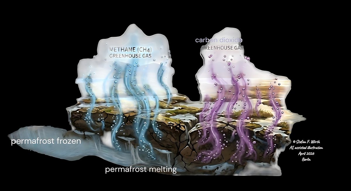 wirthstef's tweet image. This is a revised version of my #sciencecommunication article about the effect of #greenhousegas #outgassing from #thawing #permafrost. I have updated aspects of the #illustrations created using #AI and my manual storyboards. I have also added further information to the text.