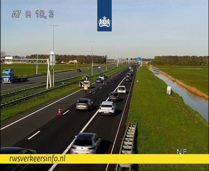 Ongeval met meerdere voertuigen op de A7 bij Wijdewormer