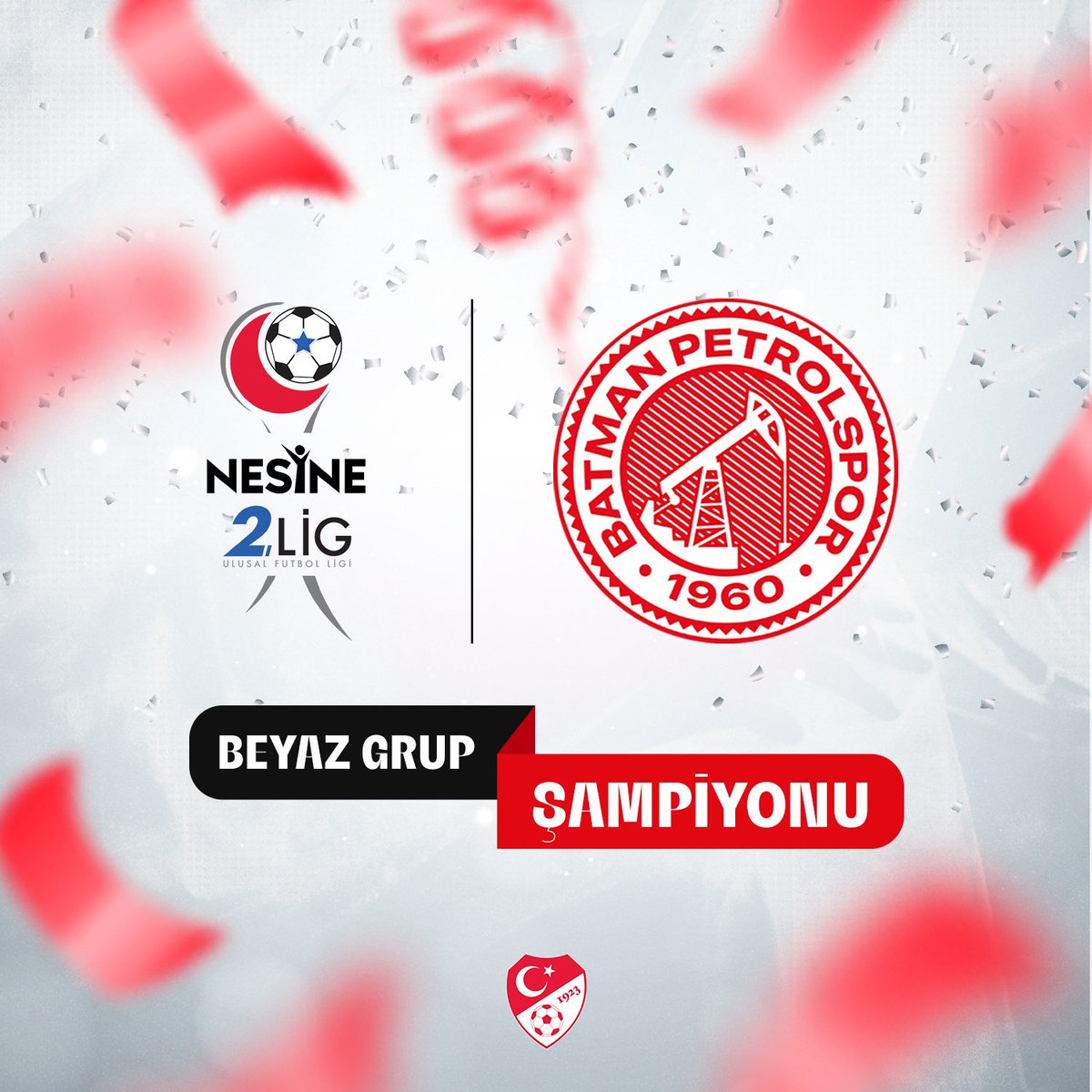 TFF_Org's tweet photo. Nesine 2.Lig Beyaz Grup’ta sezonu şampiyon olarak tamamlayan Batman Petrol Spor'u tebrik ederiz. https://t.co/bmAoE6N9so
