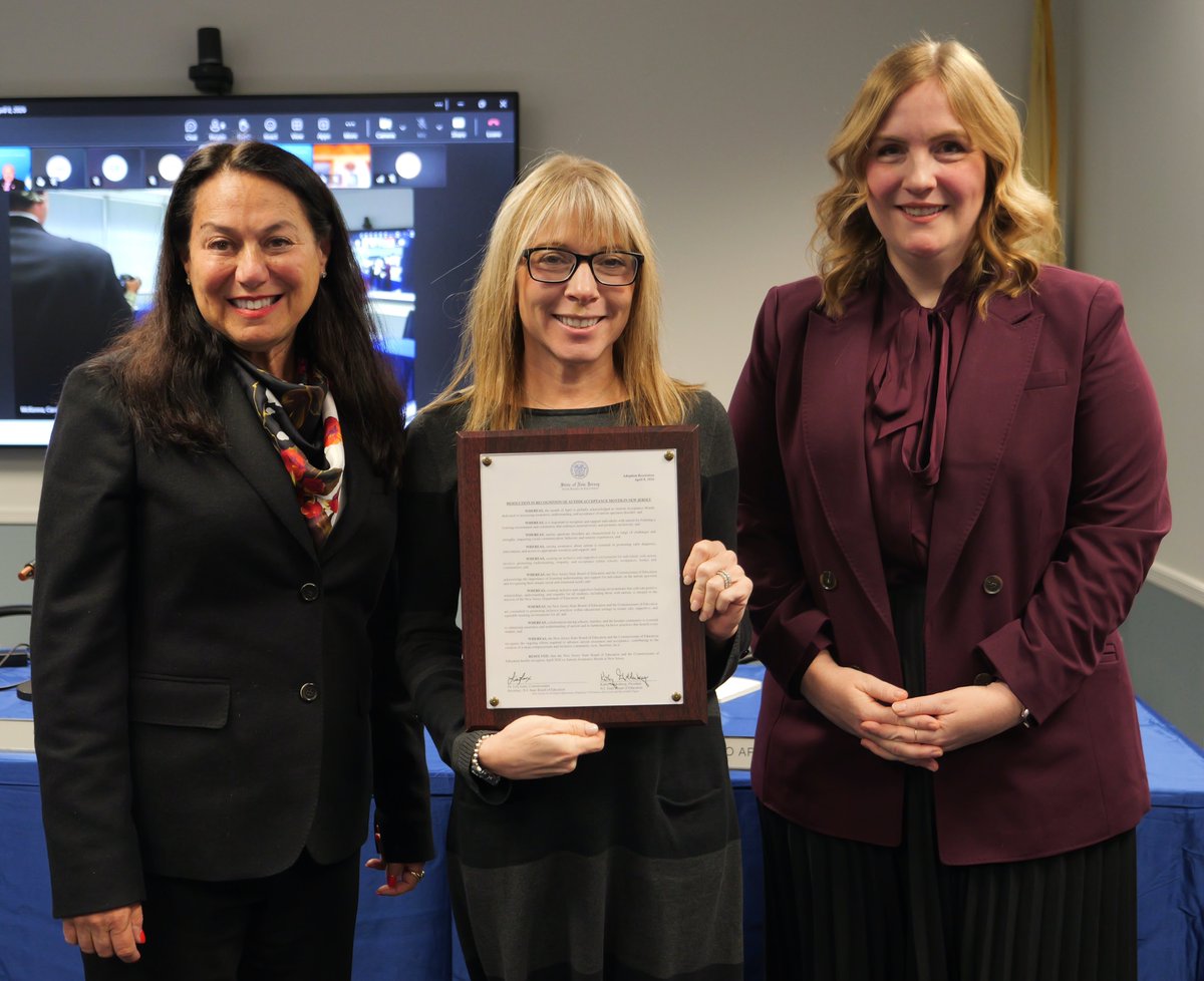 NewJerseyDOE's tweet image. The NJ State Board of Education has officially recognized April as Autism Acceptance Month. This month honors the importance of fostering learning environments that embrace neurodiversity and promote inclusivity for individuals with autism. Learn more: tinyurl.com/43rsp35y