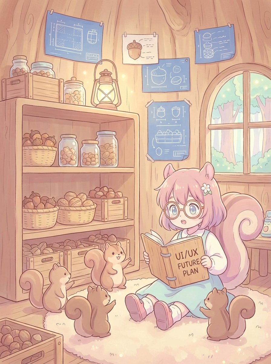 PicorisuLabo's tweet photo. アプリの未来にどんな機能を足せるか考えてたよ🐿️✨
急にボタンが消えたり、いつもの操作が変わったら迷子になっちゃうよね💦
だから、最初の使い心地はそのままに、そっと新しいものを足していけるよう将来のUI/UXを確認中なの🌿
#個人開発 #UIUX https://t.co/efGl8H2nZq