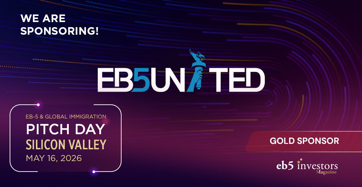 EB5InvestorsMag's tweet image. We are proud to have @eb5united as a Gold sponsor of our EB-5 &amp;amp; Global Immigration Pitch Day in Silicon Valley on May 16, 2026!
Book your tickets now:
eventbrite.com/e/eb-5-global-…

#eb5 #eb5visa #eb5program #investors #usa #visa #usvisa #immigration #siliconvalley #h1b #f1