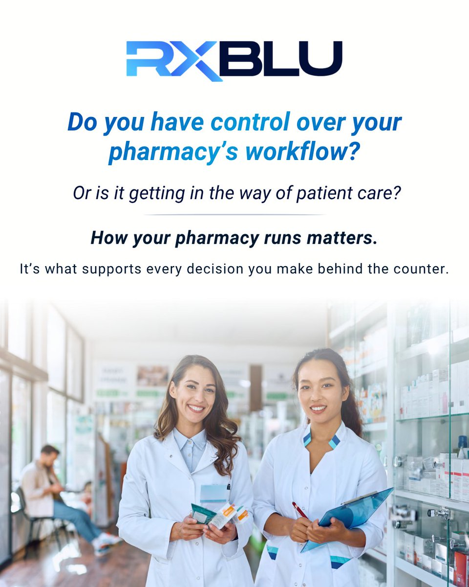 rx_blu's tweet photo. How your pharmacy runs matters.
Efficiency, quality, and connection- explore how RxBLU can improve your pharmacy today!

#cloudpharmacysoftware #rxblu #diversifyrx #pharmacyworkflow #RXInsider #TogetheRx #communitypharmacy #independentpharmacy #pharmacists #pharmacyowner https://t.co/wl6vfcvMnK