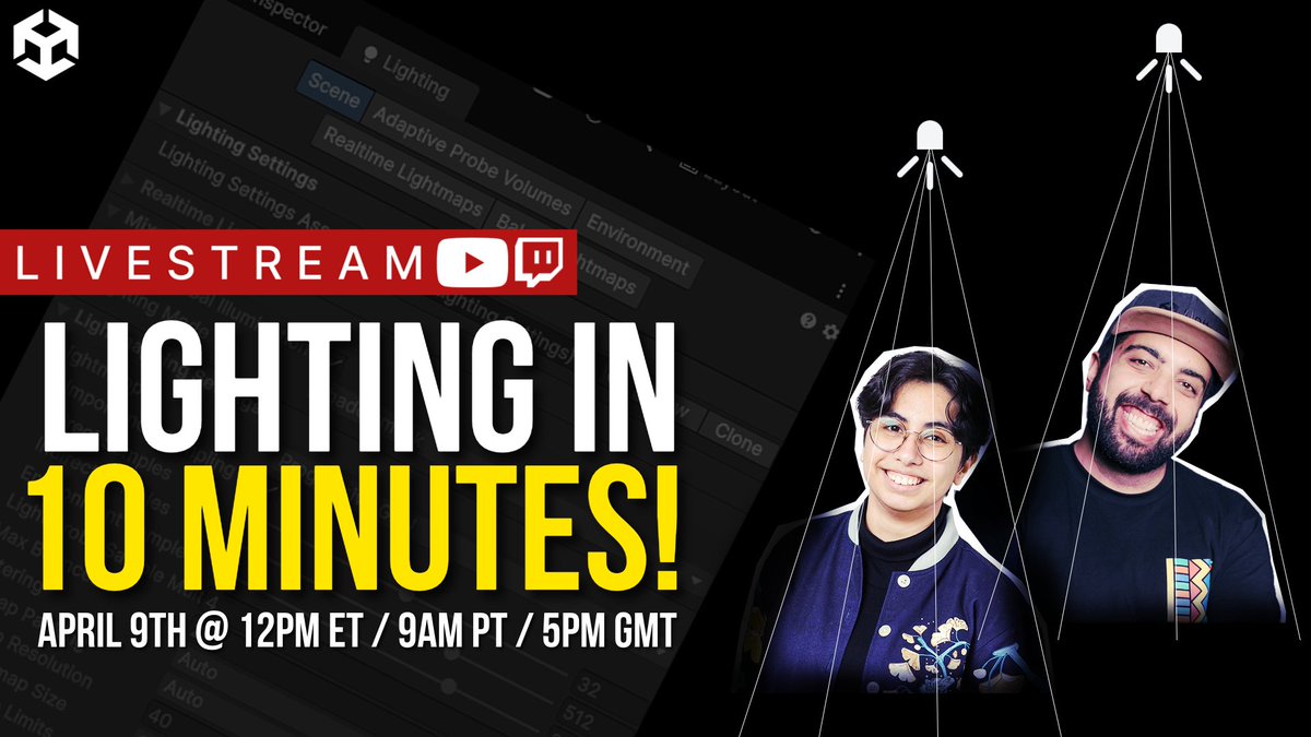unitygames's tweet image. Lighting in Unity in 10 minutes, 1 hour, and 1 day💡✨

Join us live tomorrow as we speedrun interior and exterior lighting workflows to show you how to level up your look, no matter the deadline!

📅 April 9th | 12pm ET / 9am PT / 5pm GMT
🔗 Set your reminder: