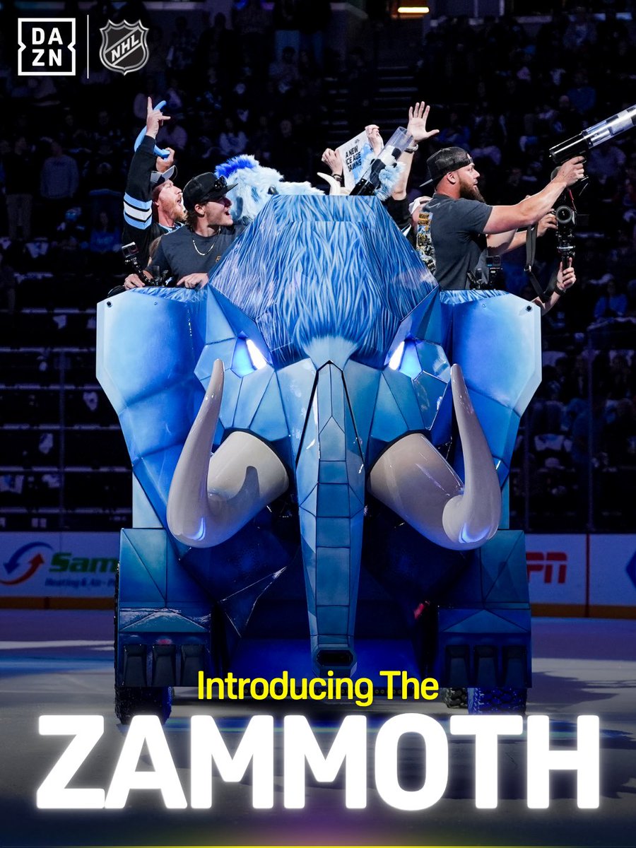 DAZN's tweet image. The Zammoth is the greatest innovation in Zamboni technology the world has ever seen 👏

#NHLonDAZN | #Mammoth | #NHL