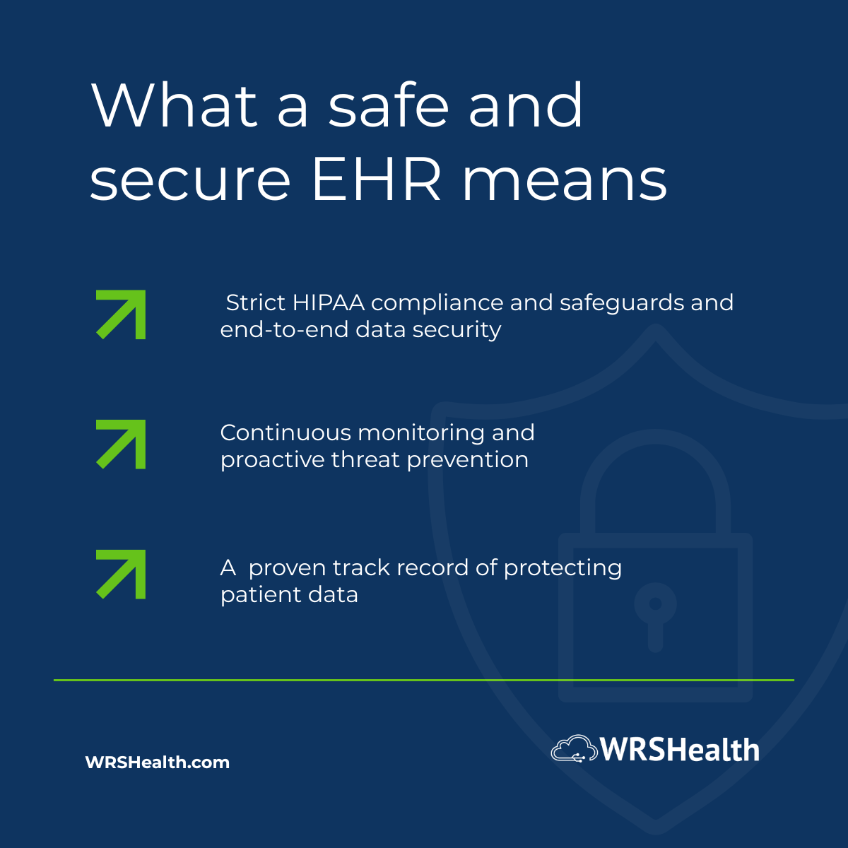 WRSHealth's tweet photo. At WRS, we’ve built our system with security at the core, ensuring compliance, minimizing risk, and maintaining a zero data breach track record for our clients. That level of commitment is essential when choosing an EHR partner. https://t.co/mmZnVwR2Kh
