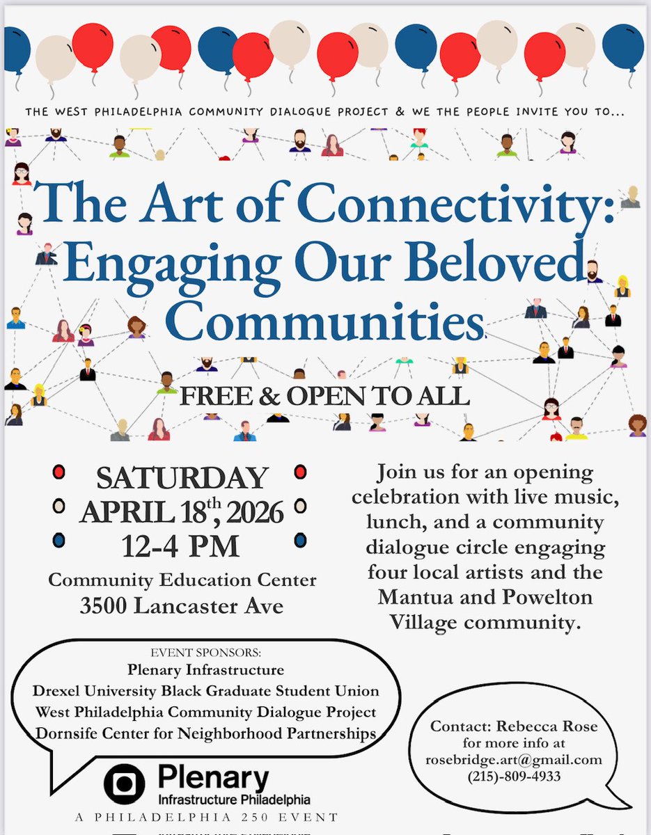 DornsifeCenter's tweet photo. 🌻Join us for a celebration with live music, lunch, &amp; a community dialogue circle engaging four local artists. 🌻 | Saturday, April 18th, 2026 from 12-4PM | Community Education Center, 3500 Lancaster Ave https://t.co/81WAKxGFxS